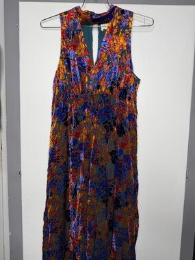 Anthropologie Maeve Ava Velvet Floral Jumpsuit Size 16 XL Multicolor Hippy